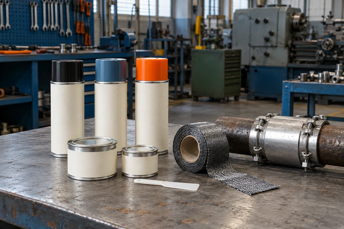 Industrial cleaner cans repair epoxy tins and pipe repair wrapping