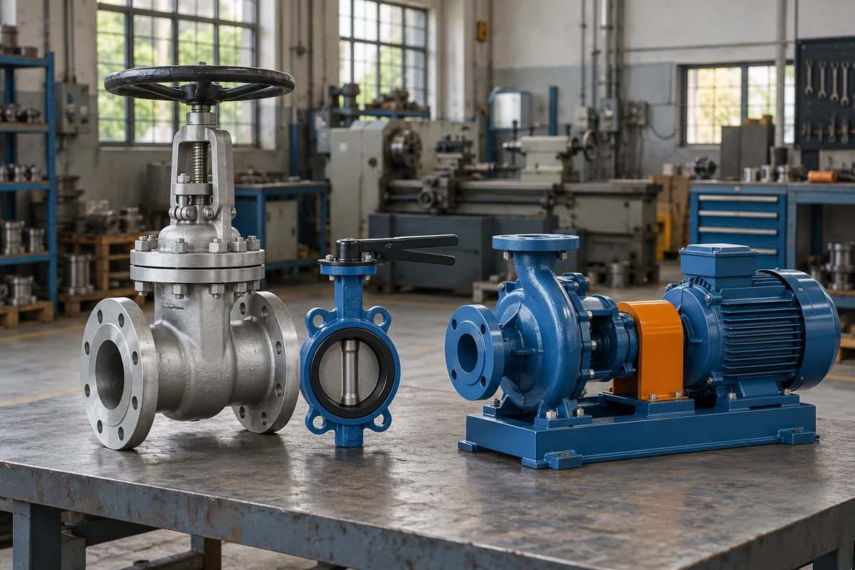 Flanged gate valve butterfly valve and motor driven centrifugal pump